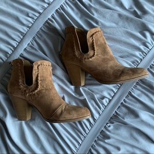 BROWN SUEDE HEELED BOOTS